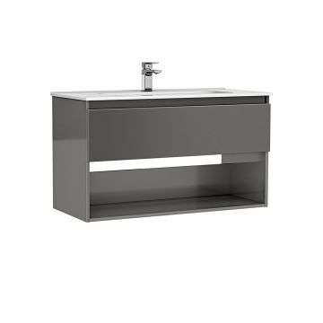 Set dulap baza suspendat Gala Daily antracit 1 sertar cu lavoar 100 cm