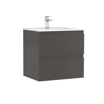 Set dulap baza suspendat Gala Daily antracit 2 sertare cu lavoar 60 cm