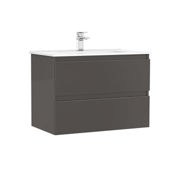Set dulap baza suspendat Gala Daily antracit 2 sertare cu lavoar 80 cm