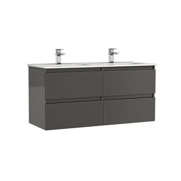 Set dulap baza suspendat Gala Daily antracit 4 sertare cu lavoar 120 cm