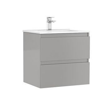 Set dulap baza suspendat Gala Daily gri 2 sertare cu lavoar 60 cm