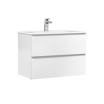 Set dulap baza suspendat Gala Shona alb 2 sertare cu lavoar Klea 80 cm