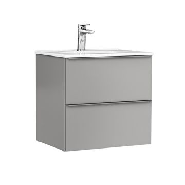 Set dulap baza suspendat Gala Shona gri 2 sertare cu lavoar Klea 60 cm