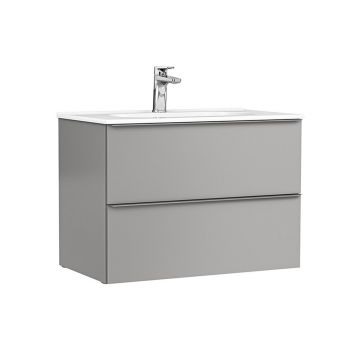 Set dulap baza suspendat Gala Shona gri 2 sertare cu lavoar Klea 80 cm