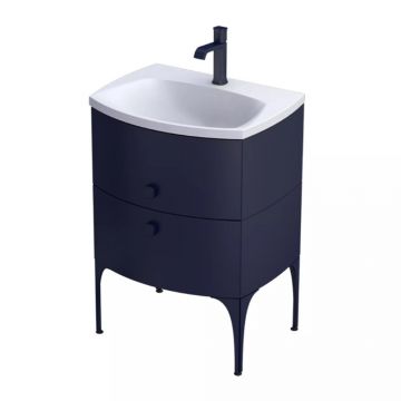 Set dulap baza suspendat Oristo Louis bleumarin 2 sertare cu lavoar alb 62 cm