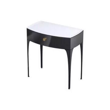 Set dulap baza suspendat Oristo Louis negru 1 sertar cu blat alb 82 cm
