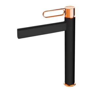 Baterie lavoar inalta FDesign Zaffiro monocomanda negru - rose gold
