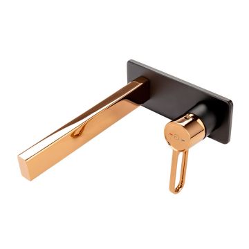 Baterie lavoar incastrata FDesign Zaffiro negru - rose gold cu corp ingropat