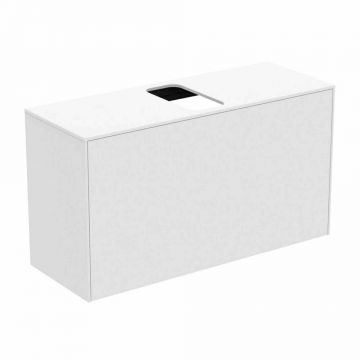 Dulap baza suspendat Ideal Standard Atelier Conca 1 sertar si blat cu decupaj central 100 cm alb mat
