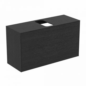 Dulap baza suspendat Ideal Standard Atelier Conca 1 sertar si blat cu decupaj central 100 cm finisaj stejar inchis