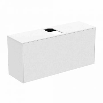 Dulap baza suspendat Ideal Standard Atelier Conca 1 sertar si blat cu decupaj central 120 cm alb mat