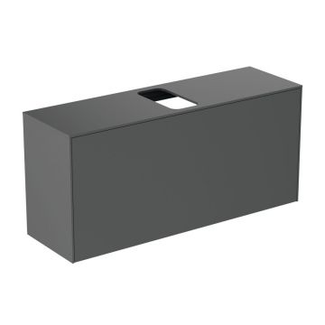 Dulap baza suspendat Ideal Standard Atelier Conca 1 sertar si blat cu decupaj central 120 cm antracit mat