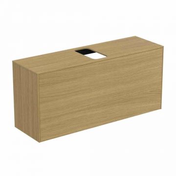 Dulap baza suspendat Ideal Standard Atelier Conca 1 sertar si blat cu decupaj central 120 cm finisaj stejar deschis