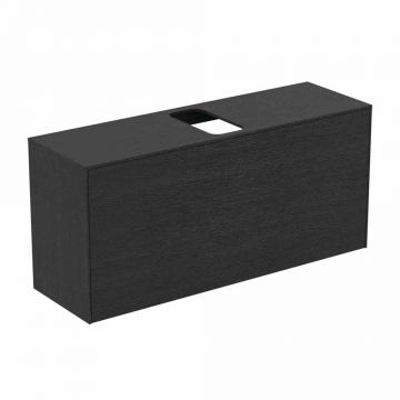 Dulap baza suspendat Ideal Standard Atelier Conca 1 sertar si blat cu decupaj central 120 cm finisaj stejar inchis