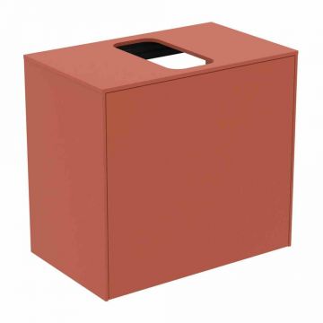 Dulap baza suspendat Ideal Standard Atelier Conca 1 sertar si blat cu decupaj central 60 cm rosu - oranj mat