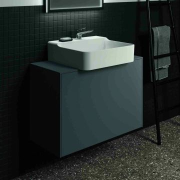 Dulap baza suspendat Ideal Standard Atelier Conca 1 sertar si blat cu decupaj central 80 cm antracit mat