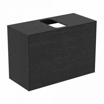 Dulap baza suspendat Ideal Standard Atelier Conca 1 sertar si blat cu decupaj central 80 cm finisaj stejar inchis