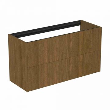 Dulap baza suspendat Ideal Standard Atelier Conca 2 sertare 100 cm finisaj nuc inchis