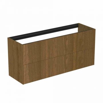 Dulap baza suspendat Ideal Standard Atelier Conca 2 sertare 120 cm finisaj nuc inchis