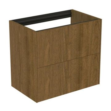 Dulap baza suspendat Ideal Standard Atelier Conca 2 sertare 60 cm finisaj nuc inchis
