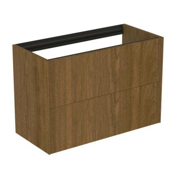 Dulap baza suspendat Ideal Standard Atelier Conca 2 sertare 80 cm finisaj nuc inchis