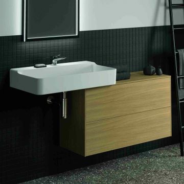 Dulap baza suspendat Ideal Standard Atelier Conca 2 sertare cu blat 100 cm finisaj stejar deschis