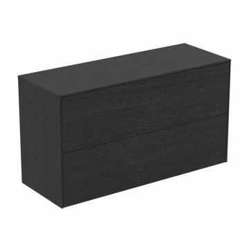 Dulap baza suspendat Ideal Standard Atelier Conca 2 sertare cu blat 100 cm finisaj stejar inchis