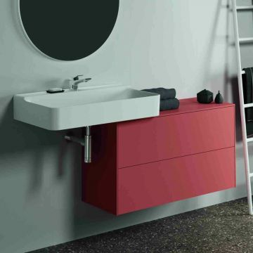 Dulap baza suspendat Ideal Standard Atelier Conca 2 sertare cu blat 100 cm rosu - oranj mat