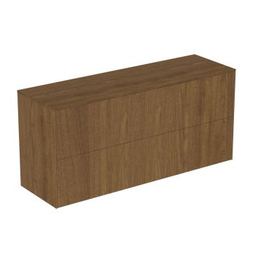 Dulap baza suspendat Ideal Standard Atelier Conca 2 sertare cu blat 120 cm finisaj nuc inchis