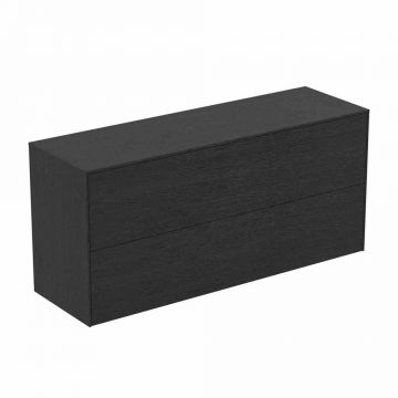 Dulap baza suspendat Ideal Standard Atelier Conca 2 sertare cu blat 120 cm finisaj stejar inchis