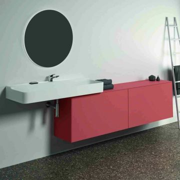 Dulap baza suspendat Ideal Standard Atelier Conca 2 sertare cu blat 200 cm rosu - oranj mat