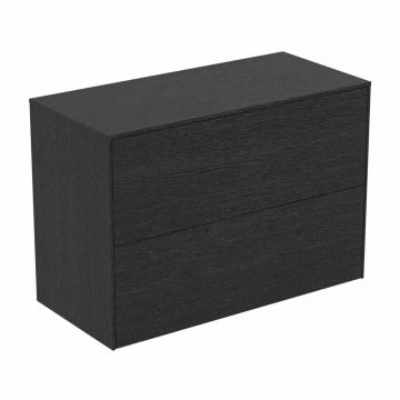 Dulap baza suspendat Ideal Standard Atelier Conca 2 sertare cu blat 80 cm finisaj stejar inchis