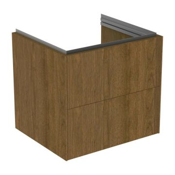 Dulap baza suspendat Ideal Standard Atelier Conca 2 sertare finisaj nuc inchis 60 cm