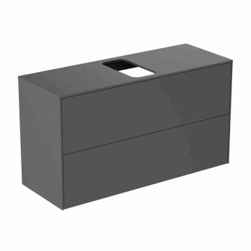 Dulap baza suspendat Ideal Standard Atelier Conca 2 sertare si blat cu decupaj central 100 cm antracit mat