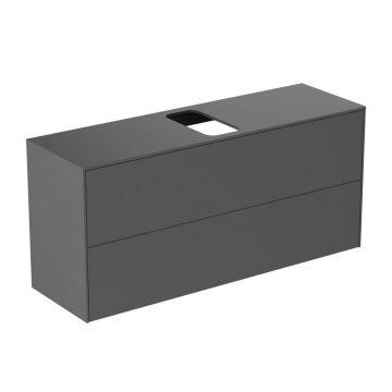 Dulap baza suspendat Ideal Standard Atelier Conca 2 sertare si blat cu decupaj central 120 cm antracit mat
