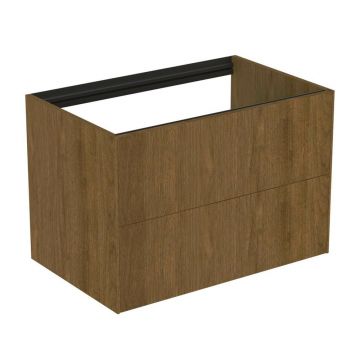 Dulap baza suspendat Ideal Standard Atelier Conca finisaj nuc inchis 2 sertare 80 cm