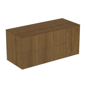 Dulap baza suspendat Ideal Standard Atelier Conca finisaj nuc inchis 2 sertare cu blat 120 cm