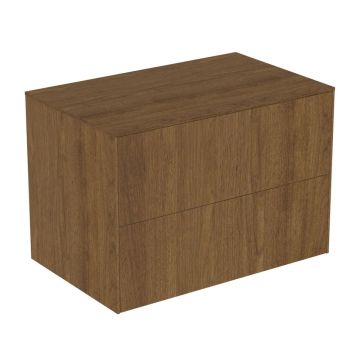 Dulap baza suspendat Ideal Standard Atelier Conca finisaj nuc inchis 2 sertare cu blat 80 cm