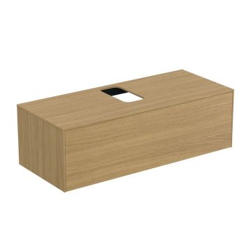 Dulap baza suspendat Ideal Standard Atelier Conca finisaj stejar deschis 1 sertar si blat cu decupaj central 120 cm