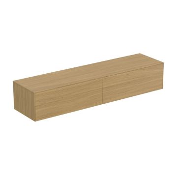 Dulap baza suspendat Ideal Standard Atelier Conca finisaj stejar deschis 2 sertare cu blat 200 cm