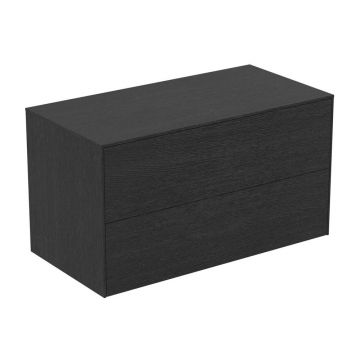 Dulap baza suspendat Ideal Standard Atelier Conca finisaj stejar inchis 2 sertare cu blat 100 cm