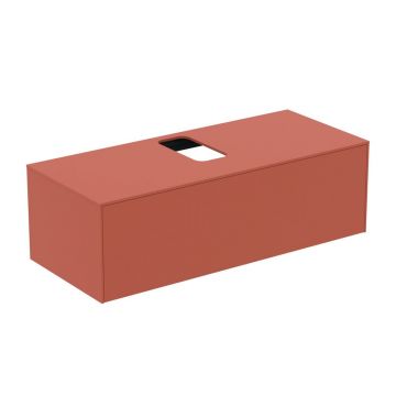 Dulap baza suspendat Ideal Standard Atelier Conca rosu - oranj mat 1 sertar si blat cu decupaj central 120 cm