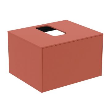 Dulap baza suspendat Ideal Standard Atelier Conca rosu - oranj mat 1 sertar si blat cu decupaj central 60 cm
