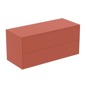 Dulap baza suspendat Ideal Standard Atelier Conca rosu - oranj mat 2 sertare cu blat 120 cm
