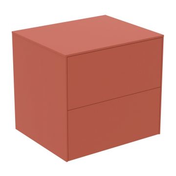 Dulap baza suspendat Ideal Standard Atelier Conca rosu - oranj mat 2 sertare cu blat 60 cm