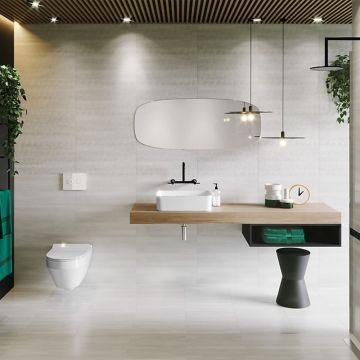 Lavoar pe blat Cersanit Crea alb lucios 50 cm