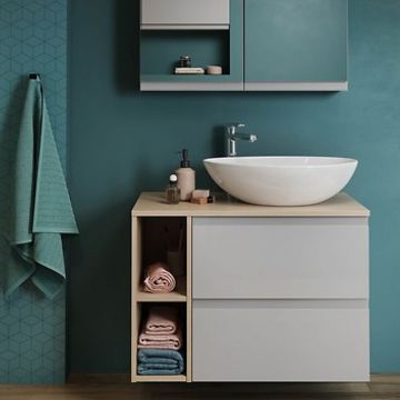 Lavoar pe blat Cersanit Moduo asimetric alb lucios 55 cm