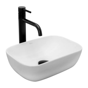 Lavoar pe blat Rea Belinda Mini dreptunghiular finisaj alb lucios 37 cm