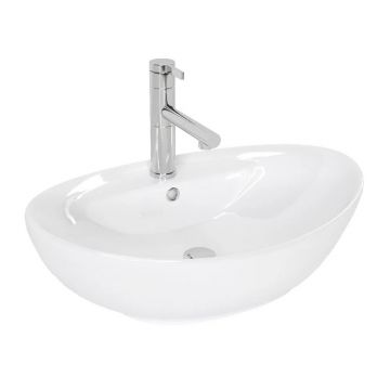 Lavoar pe blat Rea Cindy oval finisaj alb lucios 59 cm