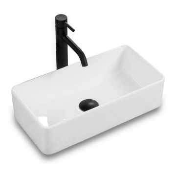 Lavoar pe blat Rea Laura Slim dreptunghiular finisaj alb lucios 46 cm